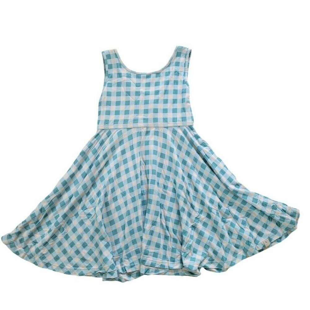 Omi Jo Aqua Gingham Empire Dress